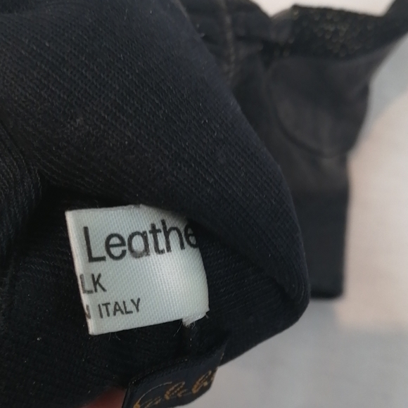 Vintage Carlos Falchi Black Silver Leather Gloves - Picture 9 of 12